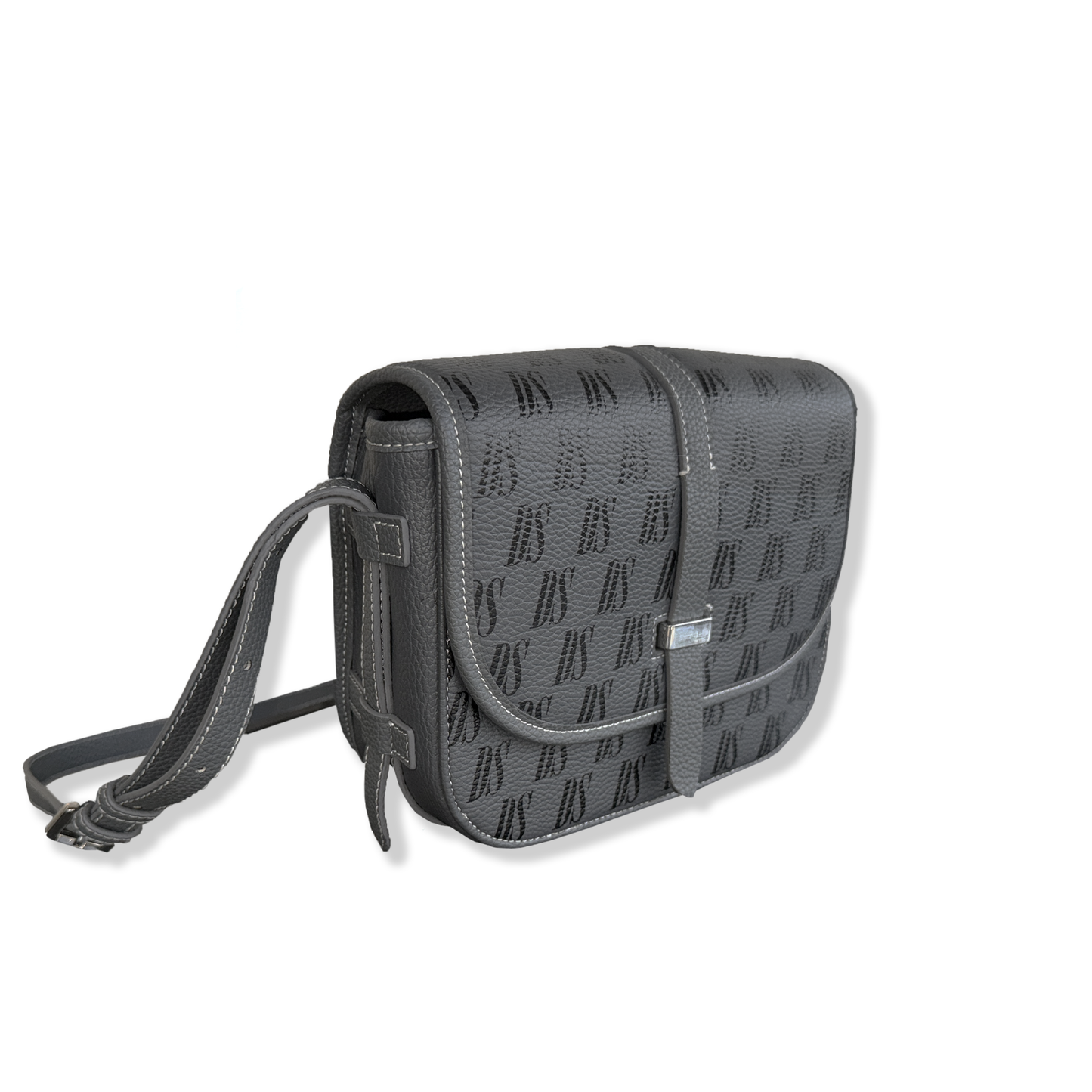 GREY DS MONOGRAM MESSENGER BAG